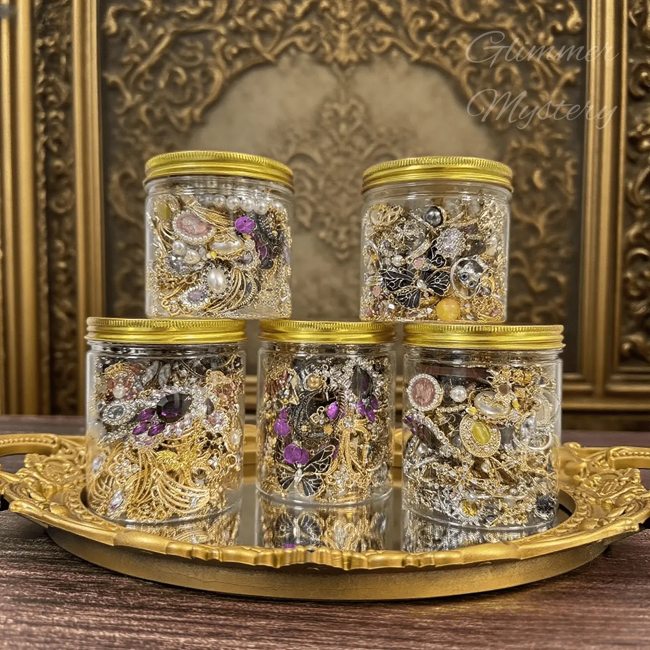 Royal Mystery Jewelry Box | Heirloom Baroque Set with Locket Necklace, Drop Earrings, Rings & Bracelet | Multicolor Gemstone Vintage Collection for Women | Luxury Birthday, Anniversary Gift for Her & Jewelry Organizer Container jewelryset