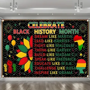 Black History Month Backdrop Banner, Celebrate African American Heritage Decorations with Inspirational Quotes, Durable Polyester Fabric Photo Booth Prop, Reusable Easy to Clean, Perfect for Classroom, Juneteenth, School Event, Home Decor, Gift, Balloon