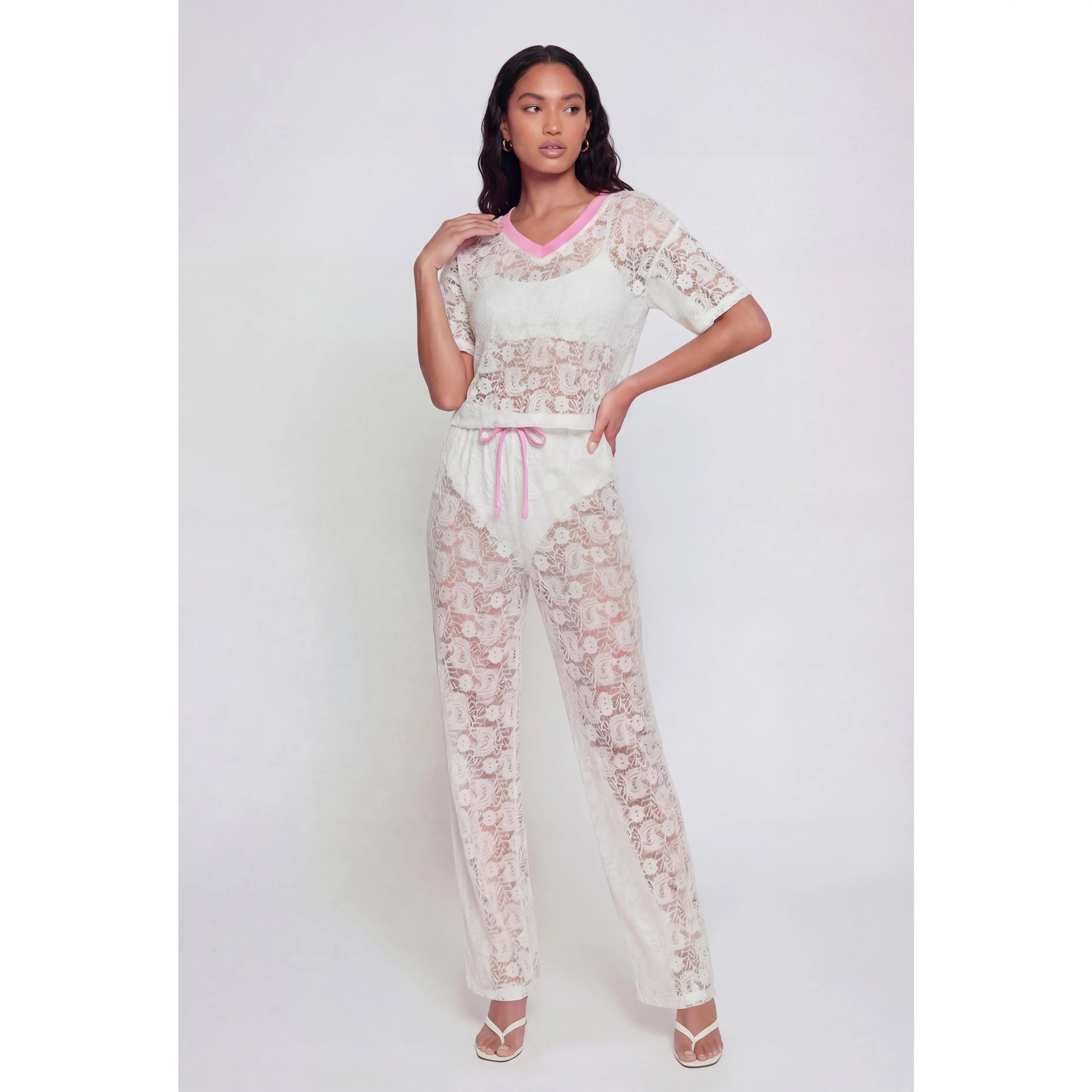 Almost Famous Lace Drawstring Waist Pants
