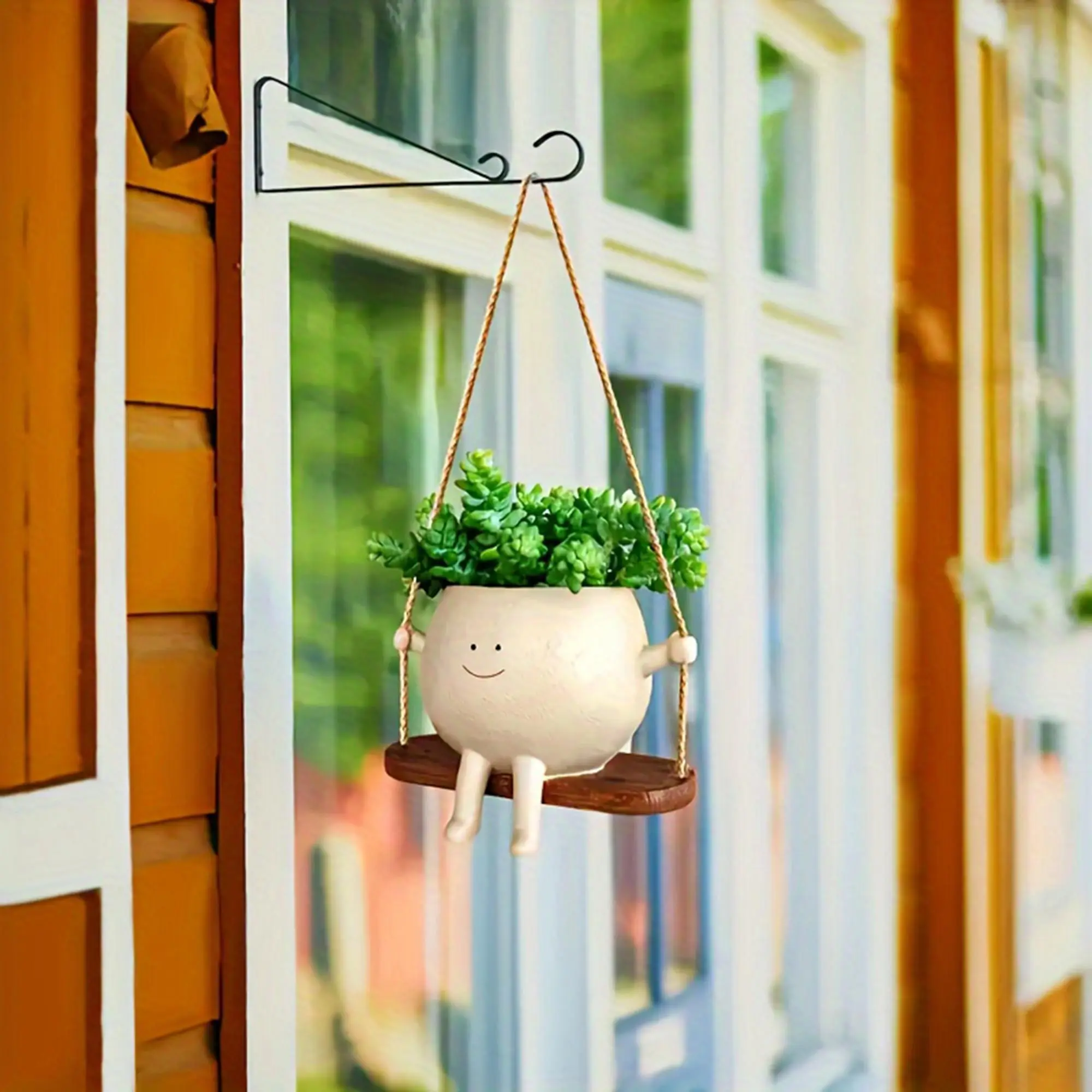 Cute Resin Plant Pot Hanging Ornament, Creative Plant Pot Hanging Decoration, Garden Supplies for Home Garden [without Plant], Hanging Planter Tools,