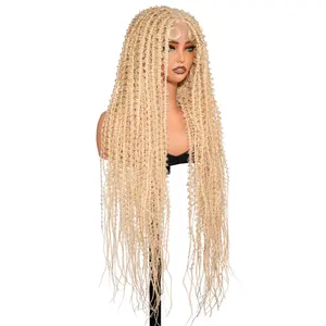 Long & Gorgeous SuperNova #613 Blonde 36" Full Lace Knotless Butterfly Box Braided Wig – Ideal for Women!