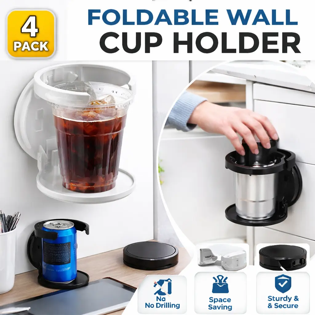 4-Pack Wall Water Bottle Holder Compatible with Stanley, Hydro Flask & Simple Modern – Sturdy Space-Saving Cup Organizer Storage for Drinks, Coffee Mugs & Tumblers