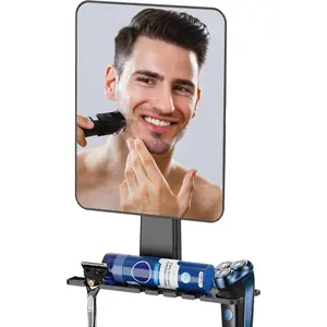Shower Mirror Fogless for Shaving, Fogless Mirror for Shower with Razor Holder, NO-Drilling & Removable, Shatterproof &  with 2 Adhesive Hooks
