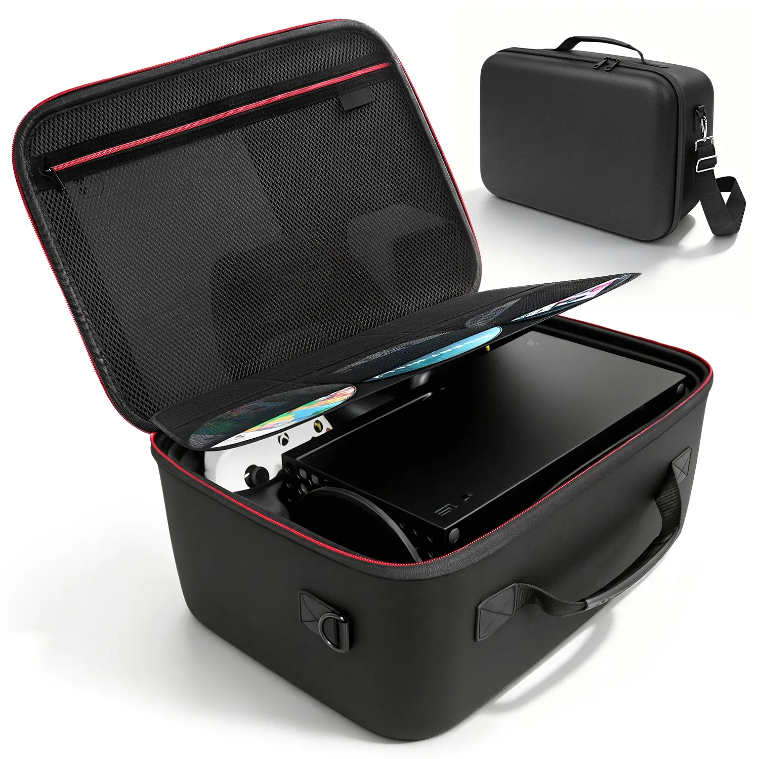 Xbox Series X Hard Shell Carrying Case, Lightweight Waterproof Shockproof Travel Bag for Xbox Series X Console, Large Capacity Holds Controller Headset Games Cables Cords, Impact Resistant Protective Pouch, Essential Travel Gear Gift for Gamers