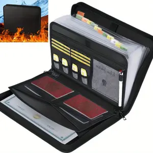 Fireproof Accordion File Organizer, 13 Pockets Expanding File Folder, Portable Business Document Organizer with Secure Storage for Letter A4 Files