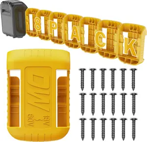 Wall-Mount Battery Holder for 20V/60V Max Batteries, 8-Pack Secure Storage Rack Compatible with Dewalt Series, Portable Organizer for Work Van & Garage, Fits DCB Series Lithium Batteries (Screws Included)