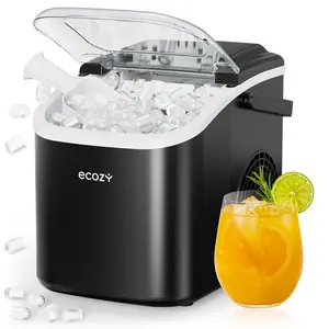 ecozy Portable Countertop Ice Maker, 8 Ice Cubes in 6 Minutes, 26 lbs Daily Output,Self-Cleaning with Ice Bags, Scoop, and Basket Kitchenware Home