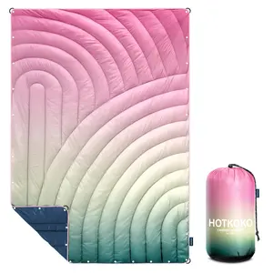 Hotkoko Camping Blanket,Lightweight Down Alternative Puffy Printed Camping Blanket Packable Outdoor Blanket for Camping,Traveling, Stadium, Hiking, Picnics