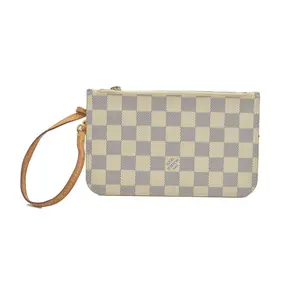 Pre-owned Louis Vuitton canvas Shoulder Bags $600 Damier Azur Neverfull PM Pochette AR3164