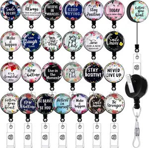 26 count Funny Badge Reels Retractable Bulk with Motivational Quote CNA Week Appreciation Gifts Phlebotomy Badge Holder Decorative Reel with  Clip for Office Worker  Nurse Gifts Bulk