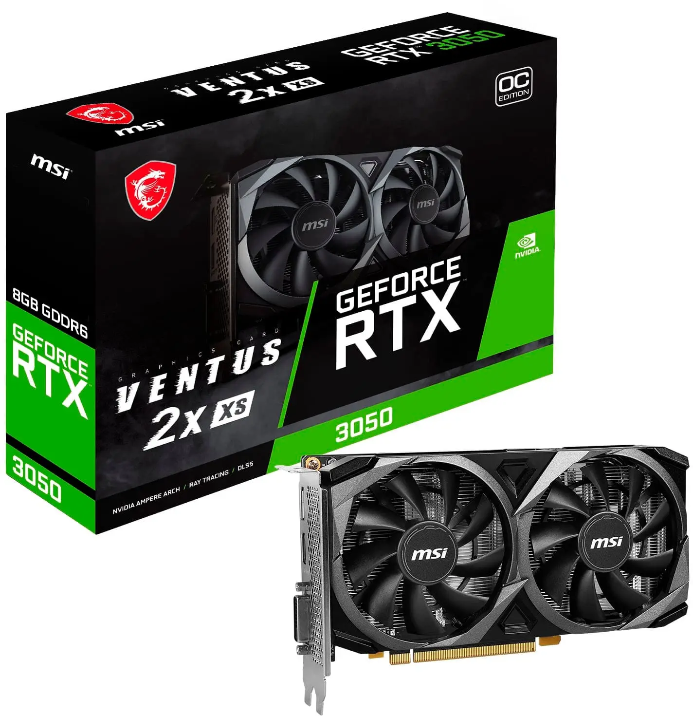 NVIDIA RTX 3050 VENTUS 2X XS 8G OC - 8GB GDDR6 - PCI Express 4.0 - Graphics Card