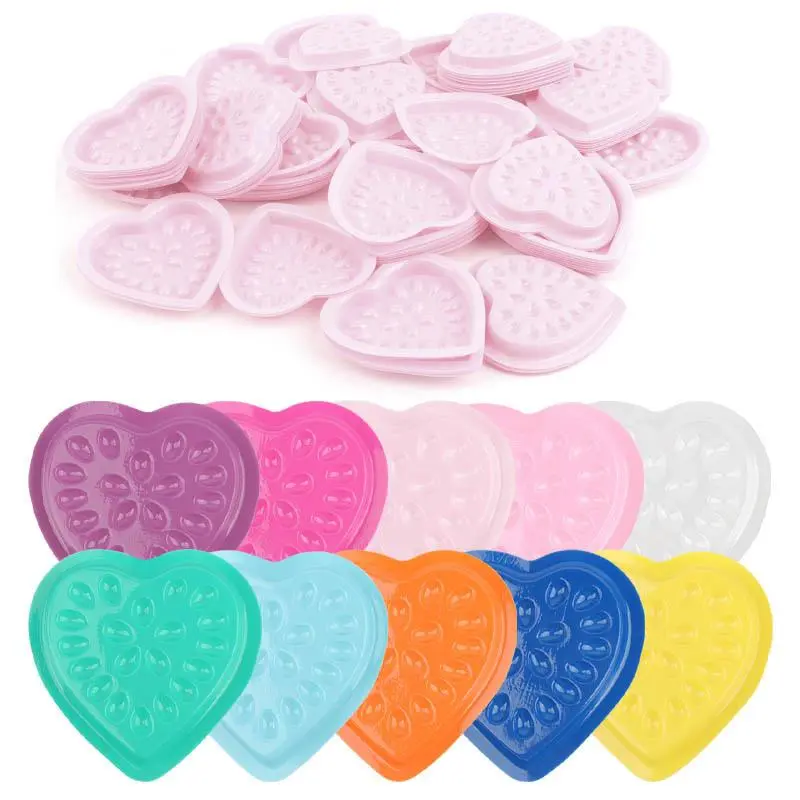 100 pcs Disposable Pvc Heart shape Flower Holder Sticker Lash Glue Adhesive Pallet For Women Eyelash Extension Makeup Tools 2026 New