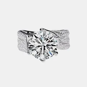 【5】HELIX 925 Sterling Silver Synthetic Moissanite Ring