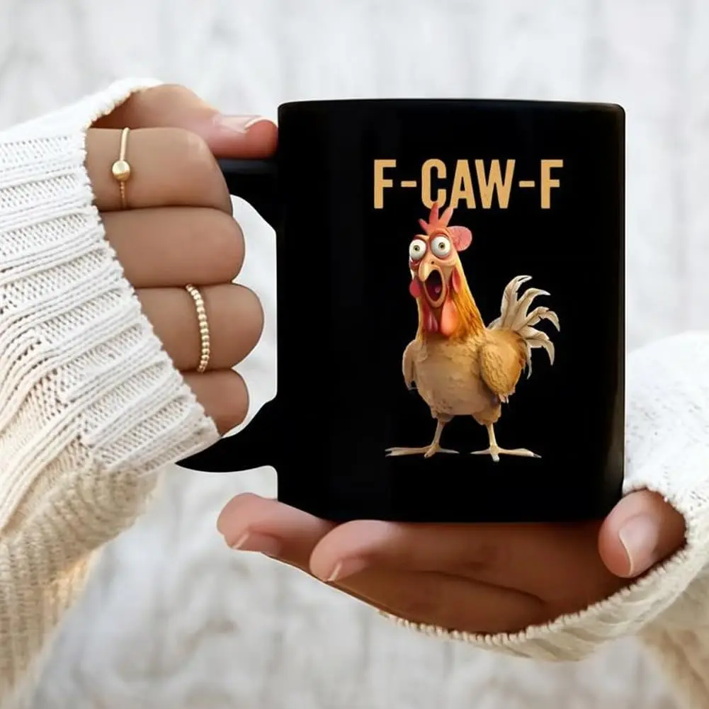 1 count Funny Chicken Pattern Mug, 11 oz Sarcastic Rooster Coffee Cup, Humorous Coffee Cup, Creative Gift Idea, Party Supplies, Ceramic, Drinkware, Reusable, Sturdy