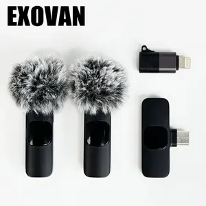 Wireless Mini Microphone for Iphone/Smartphone, 2 Mini Lapel Microphones with Clearer Audio for Video Recording, Interview, Vlog，Noise Reduction Device Noise Cancellation Stereo Wireless Vlogging Tools Handheld High Quality Audio