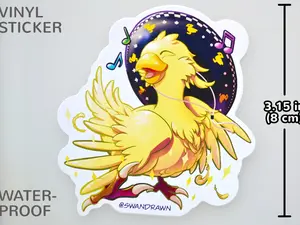 Final Fantasy Chocobo Dancing Waterproof Vinyl Sticker - 3.15 in / 8 cm