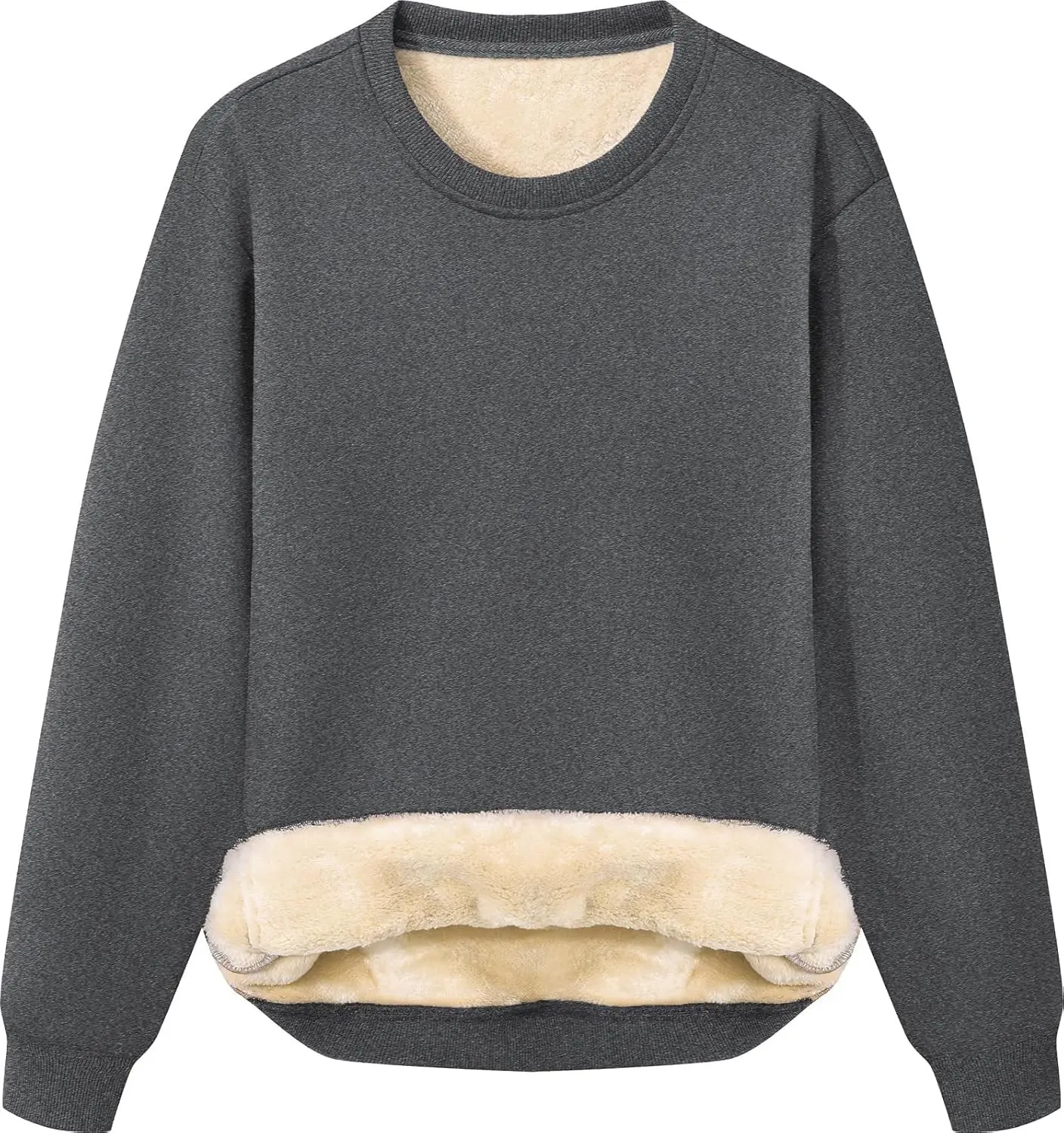 Women's Fleece Sherpa Lined Sweatshirts Crewneck Warm Winter Pullover Long Sleeve Tops
