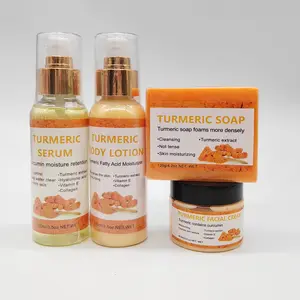 4 Packs Turmeric Serum,Turmeric Soap,Turmeric Body Lotion,Turmeric Facial Cream
