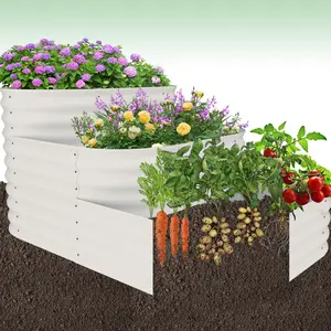 GARVEE 3-Tier Galvanized Steel Raised Garden Bed Kit - Large Modular Planter Box, Durable Rust-Resistant Metal Frame, Open Base, Easy Butterfly Nut Assembly - For Vegetables, Herbs
