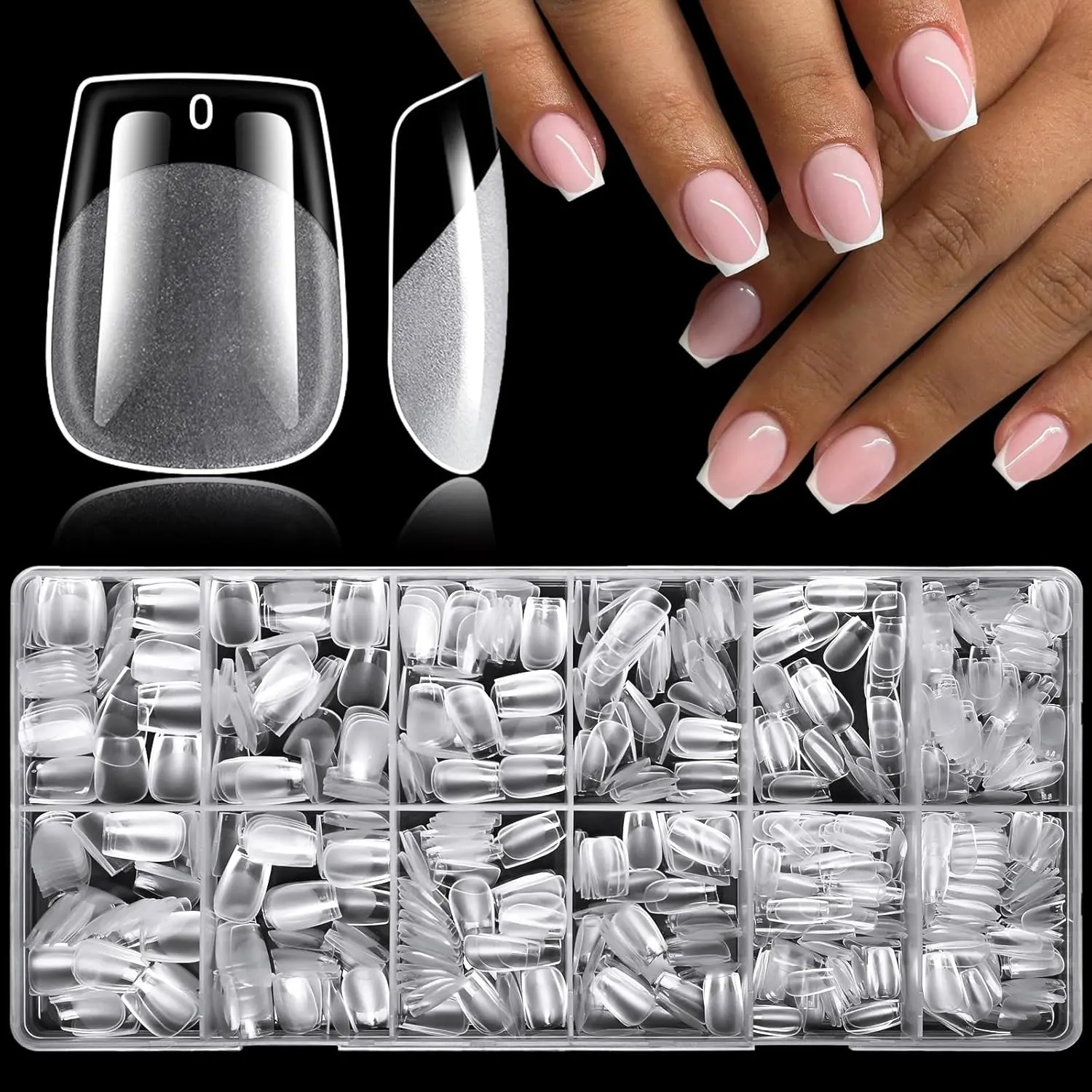 Extra Short Square Nail Tips, 120pcs/box Full Cover Clear Fake Nail Tips, Nail Art Tips for Acrylic Nails Extension, False Nail Extension, Press on Nail Making Home DIY Nails Salon, Acrylic Nail Extensions, Nail Art Supplies( 12 sizes)