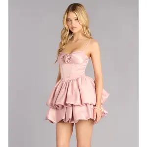 Brenda Satin Bubble Skater Dress