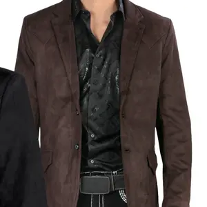 Men’s Western Blazer Jacket Cowboy Suit Coat Suede Style Rodeo Wedding Formal Jacket for Country Events