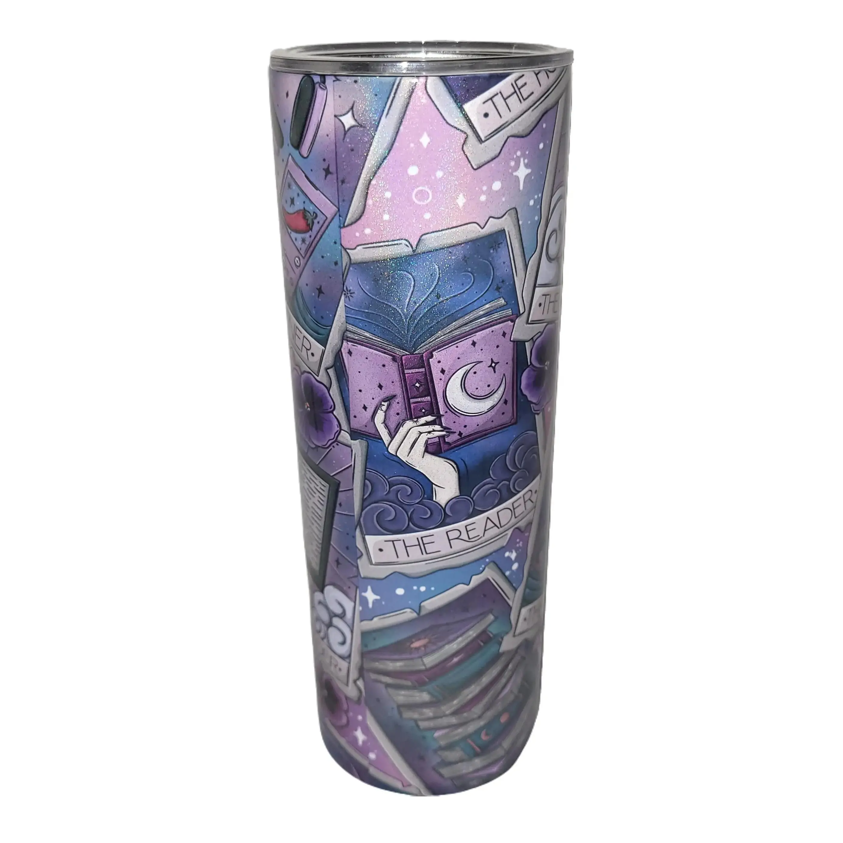 The Reader 20oz skinny tumbler with reuseable straw Bottle Drinkware