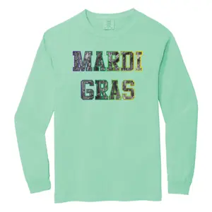 Mardi Gras Tie-Dye Blocked B&W Hunting Camo- 100%  Cotton Long Sleeve