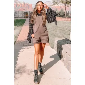 Charcoal Adjustable Strap Short Overalls