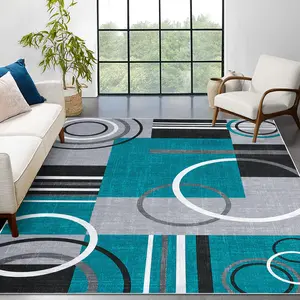 Washable Rug Modern Geometric Rug Low Pile Soft Rug Foldable Indoor Rug Home Decor Rug Modern Abstract Rug