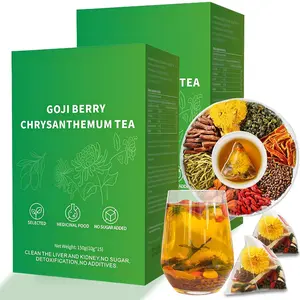 Goji Berry Chrysanthemum Tea for Liver Health, Dandelion Wolfberry Tea Bags, Chinese Health Herbal Tea, Include Cassia Seed, Licorice, Orange Peel, Gardenia, Tea Loose Leaf(1Box,15 Bags)