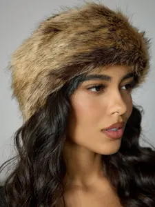 Solid Fuzzy Winter Fluffy Hat Vintage, Women's Solid Color Fleece Lined Earflap, Warm Winter Headwear for Women, Casual Daily Wear & Halloween Party Accessory, Beanie Hat