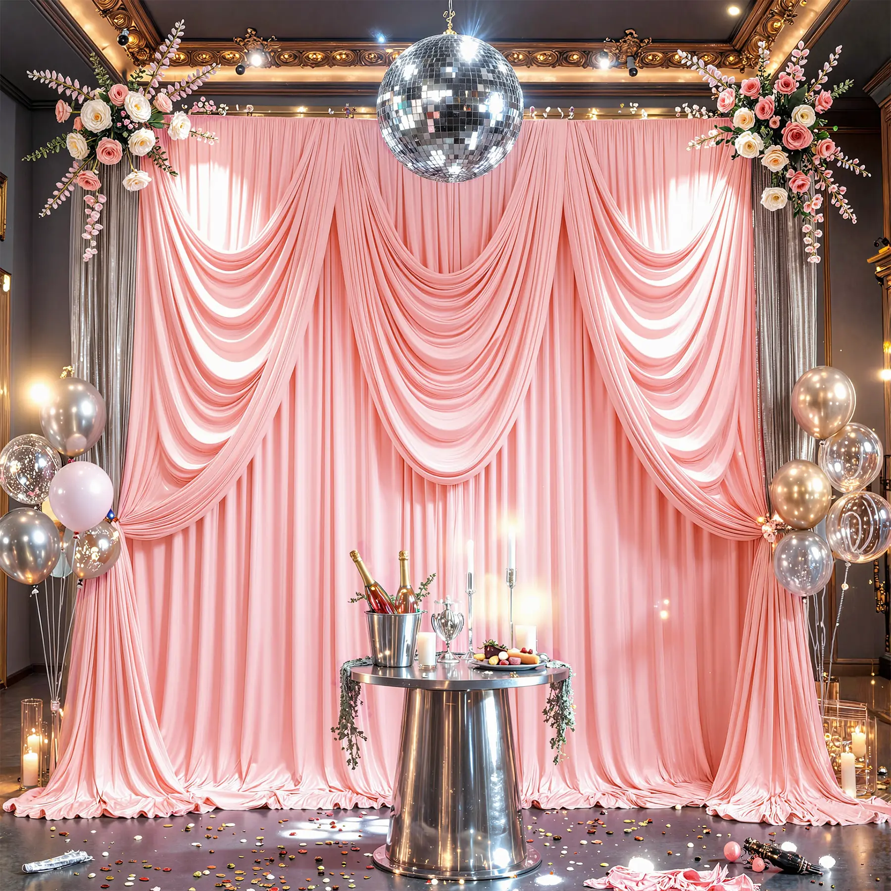 Solid Wrinkle-Free Polyester Backdrop Curtains (5x12FT) - Easy Install, Quick Hang Setup, Stable Hold, Smooth Draped Drapes for Wedding, Halloween | Banners, Photo Decor, Home Essential, Back To School, Soho Chic