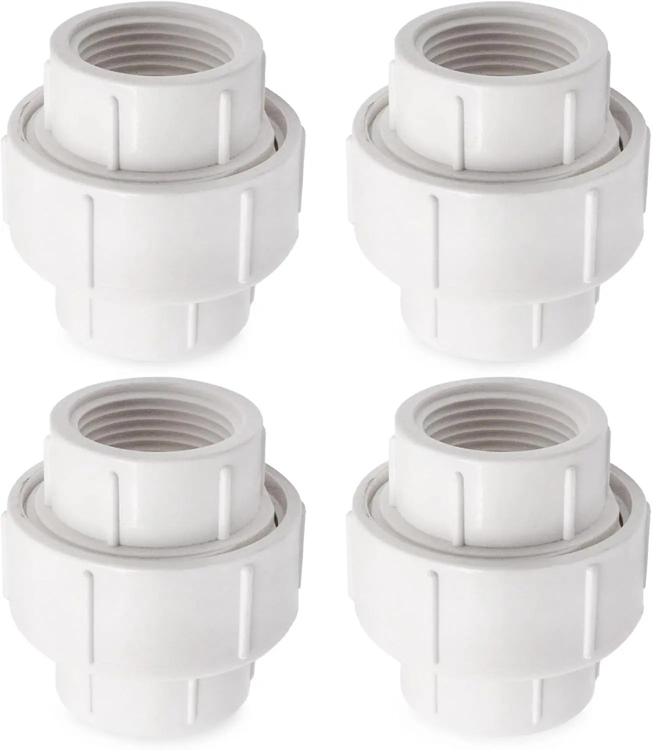 1 inch PVC Pipe Union Fittings, PVC Connectors Female Thread Coupling (1", 4pcs)