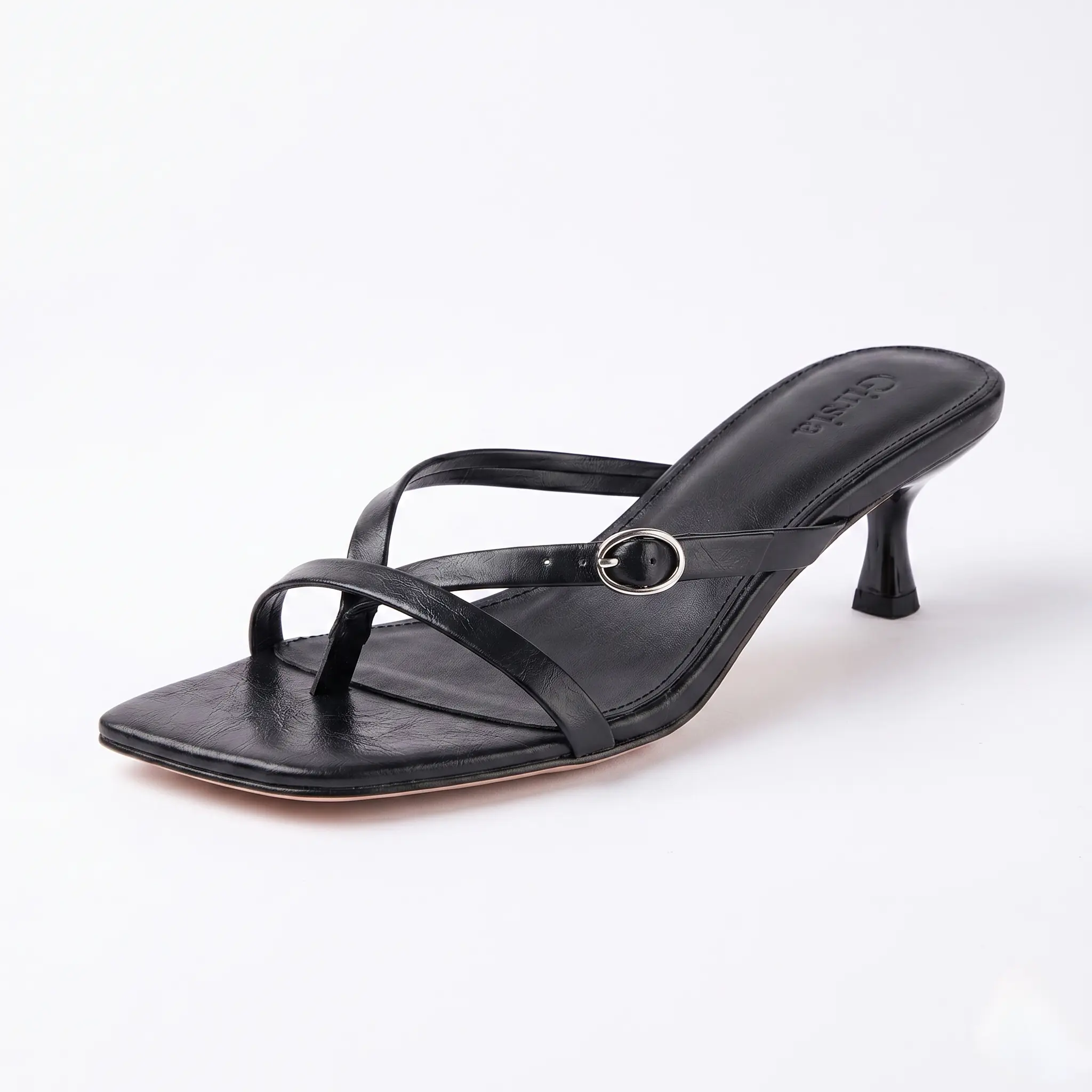 Girsia Women's Kitten Heel Sandals  Square Toe Open Toe Low Heel Sandals Comfortable Sexy Heels for Wedding Party Prom Faux Waxed PU Leather Non Slip Rubber Sole