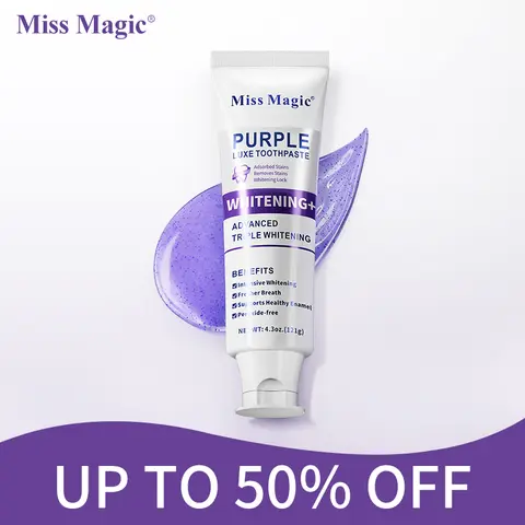 [MissMagic Official] Purple Toothpaste | Advanced Color-Correcting Whitening | Dense Foam | Stain Removal | Long-Lasting Fresh Breath | Passionfruit Mint Flavor | Supports Oral Health Daily Luxury
