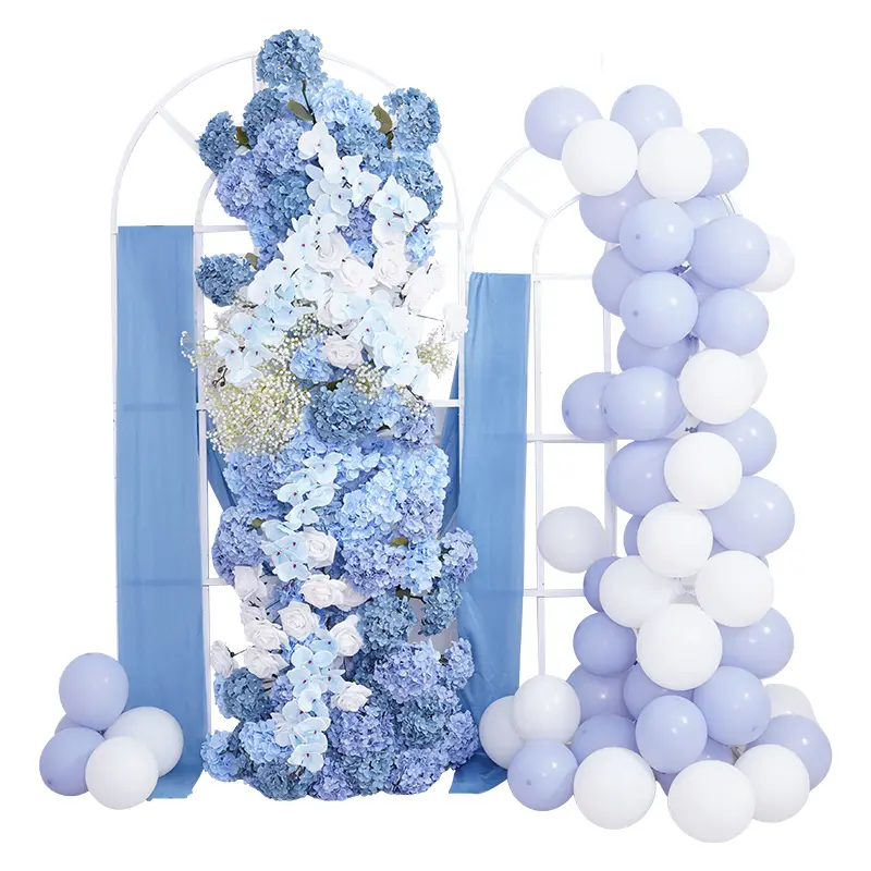S-A8805 Blue Hydrangea White Rose Wedding Backdrop KT Board Decor Floral Arrangement