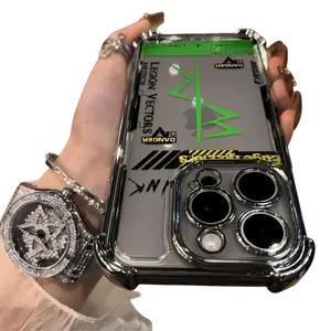 Cyberpunk Style Frame Pattern Phone Case iPhone for 17 Air 16 15 Plus 14 13 12 11 Pro Max Xsmax & Samsung Galaxy S26 Ultra S25 Plus S24 + S23 FE S22 Coated Anti-drop Transparent Soft Back Case.QXA838