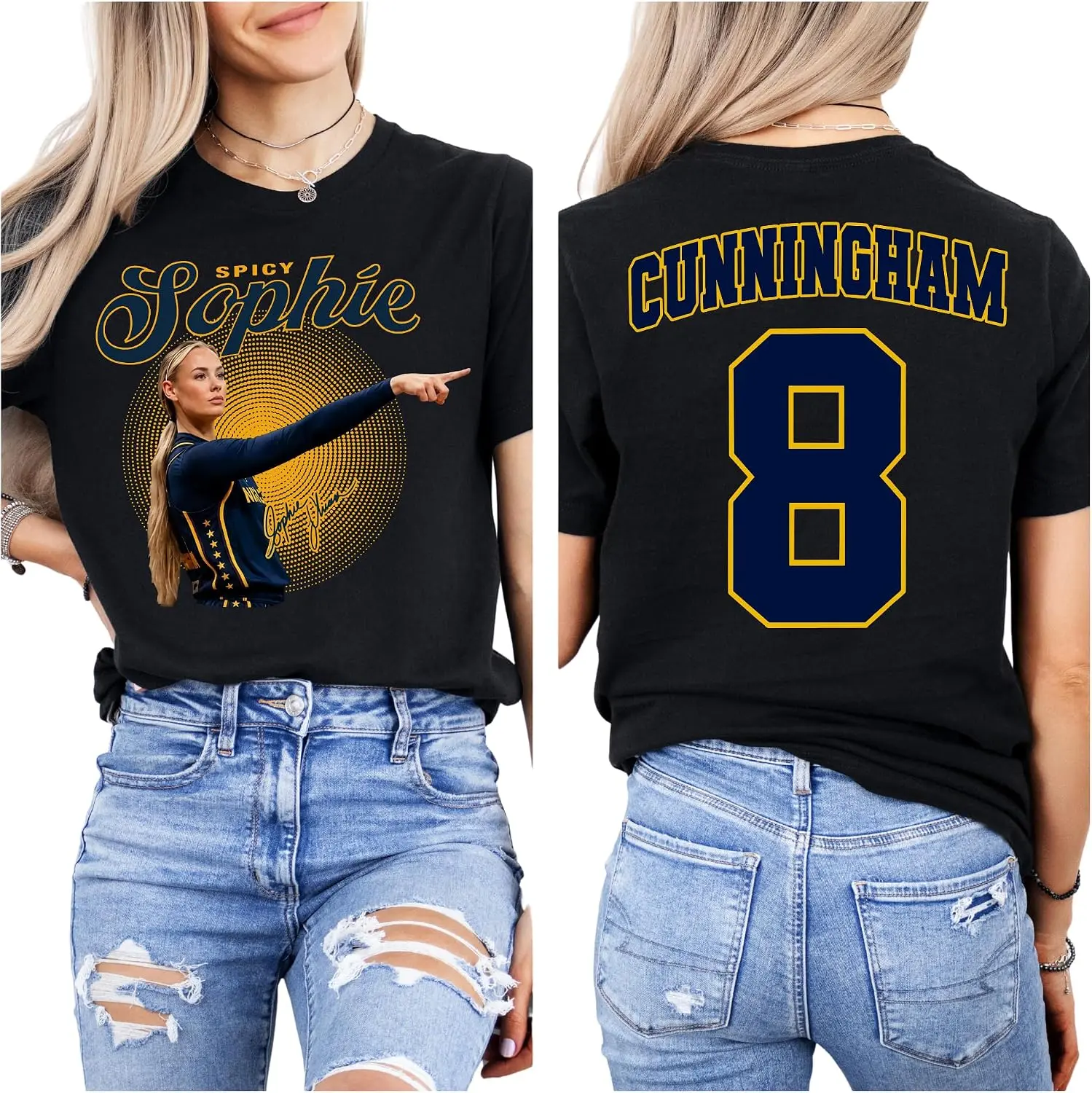 Sophie Cunningham 8 Basketball Vintage T-Shirt - Men's Casual Top, Denim & Leather Accent Tee, Sophie Pointing Design Shirt
