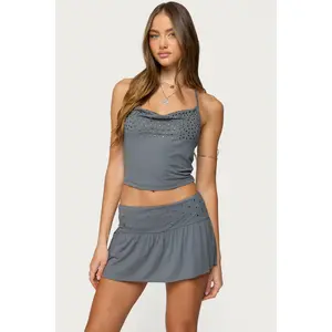 Klara Studded Cowl Neck Halter Top
