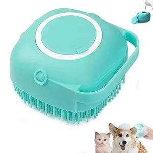 2-In-1 Pet Grooming Brush Set, Silicone Massage & Shampoo Dispensing Design, Non-Slip Handle for Bathing Cats Dogs Small Pets