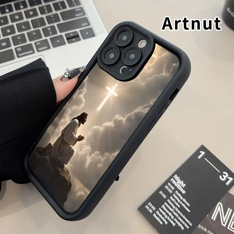 Soft Case for iPhone 17 Pro Max Air Promax Creative Jesus Cross Pattern Full Coverage Enhanced Lens Protection Rugged Durable Shell for Boy