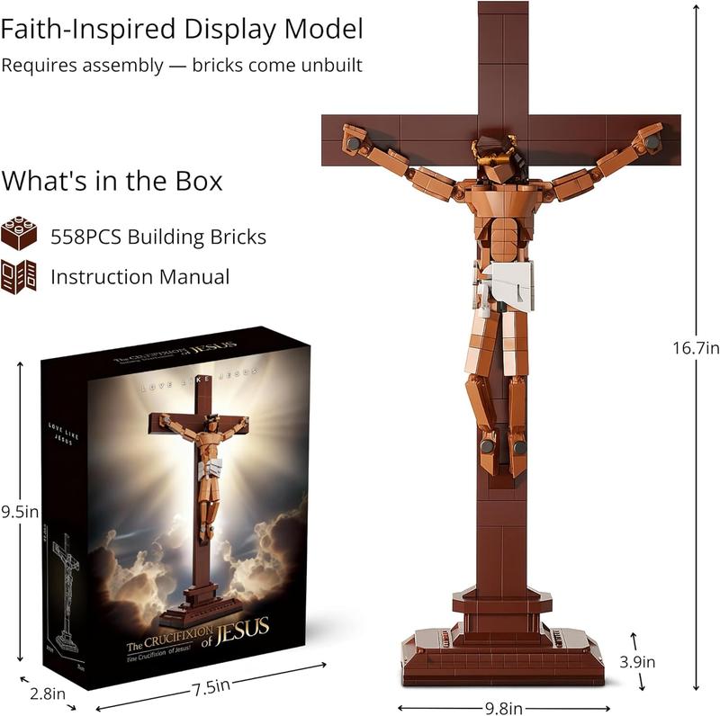 Jesus Crucifixion Building Blocks Set, Compatible Lego Religious Christian Toy Gift for Adults & Kids, Bible Story Model for Home Church Office Decor, 588 PCS