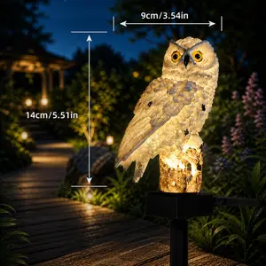Mother Bird Statue Adorable Owl Solar LED Garden Light Durable Resin Auto-Night Glow for Charming Courtyard & Floral Landscapes Decor