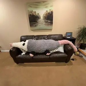 8 foot long soft stuffed crochet possum pillow