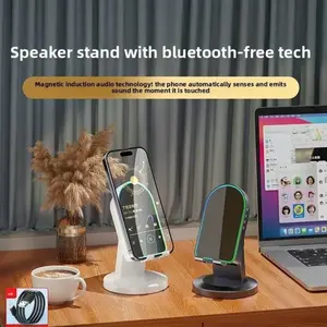 6 In 1 Portable Wireless Karaoke Speaker Phone Stand, Dual Micro Phone,Led Lights,Type C Fast Charging,Abs Material,Bluetooth 5.3fm Hd Bass Answering