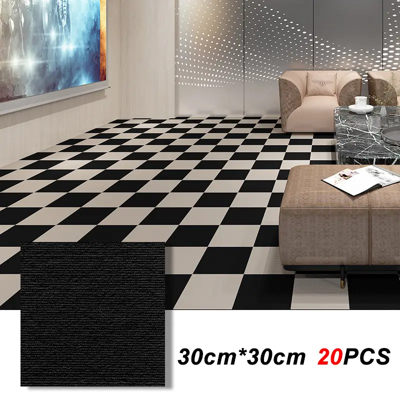 20pcs Self-Adhesive Floor Carpet Tiles, 30x30cm DIY Square Rugs, Easy to Install for Multiple Use Areas Indoor Use Office Home Living Room Bedroom
