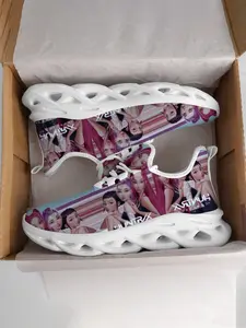 Casual Sports Shoes Unisex, Textile Upper, Eva Sole, K-Pop Trendy Print, Comfortable Fashion Sneakers for All Seasons, Graphic Print Sneakers