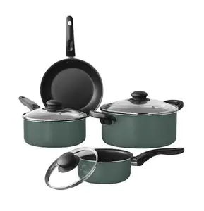 7 Piece Non-Stick Cookware Set Aluminum Green Sage