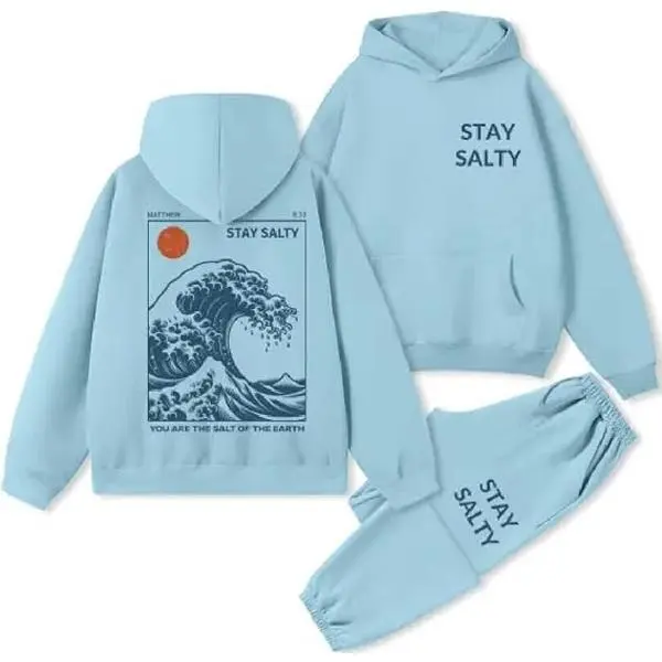STAY SALTY Christian Premium Fleece Hoodie Set